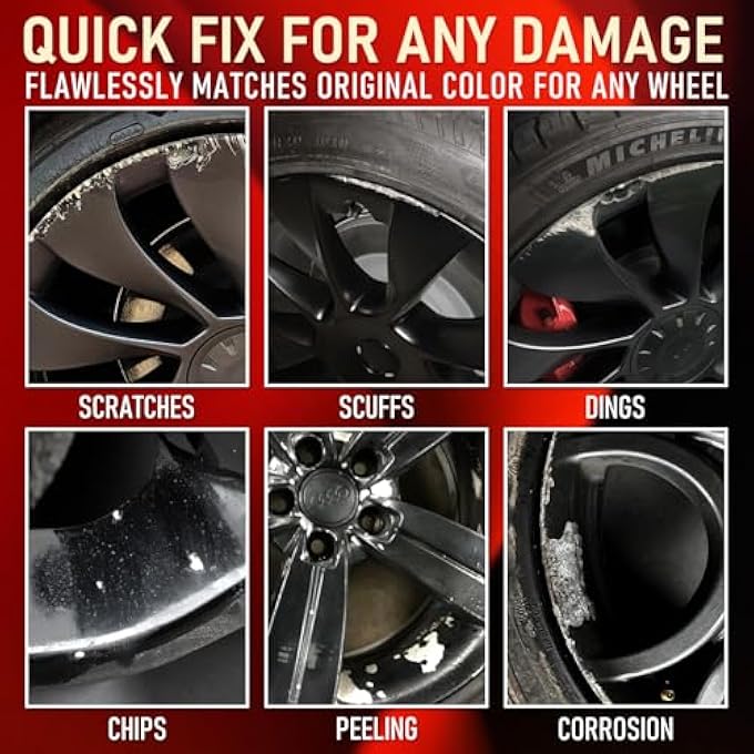 Smaphy MATTE BLACK RIM TOUCH UP PAINT, CAR WHEEL SCRATCH REPAIR, FLAT BLACK PAINT FOR METAL, ENAMEL, UNIVERSAL SATIN MATTE BLACK FOR RIMS, BLACK CAR RIM PAINT FOR WHEEL CURB RASH, SCATCHES - Image 2